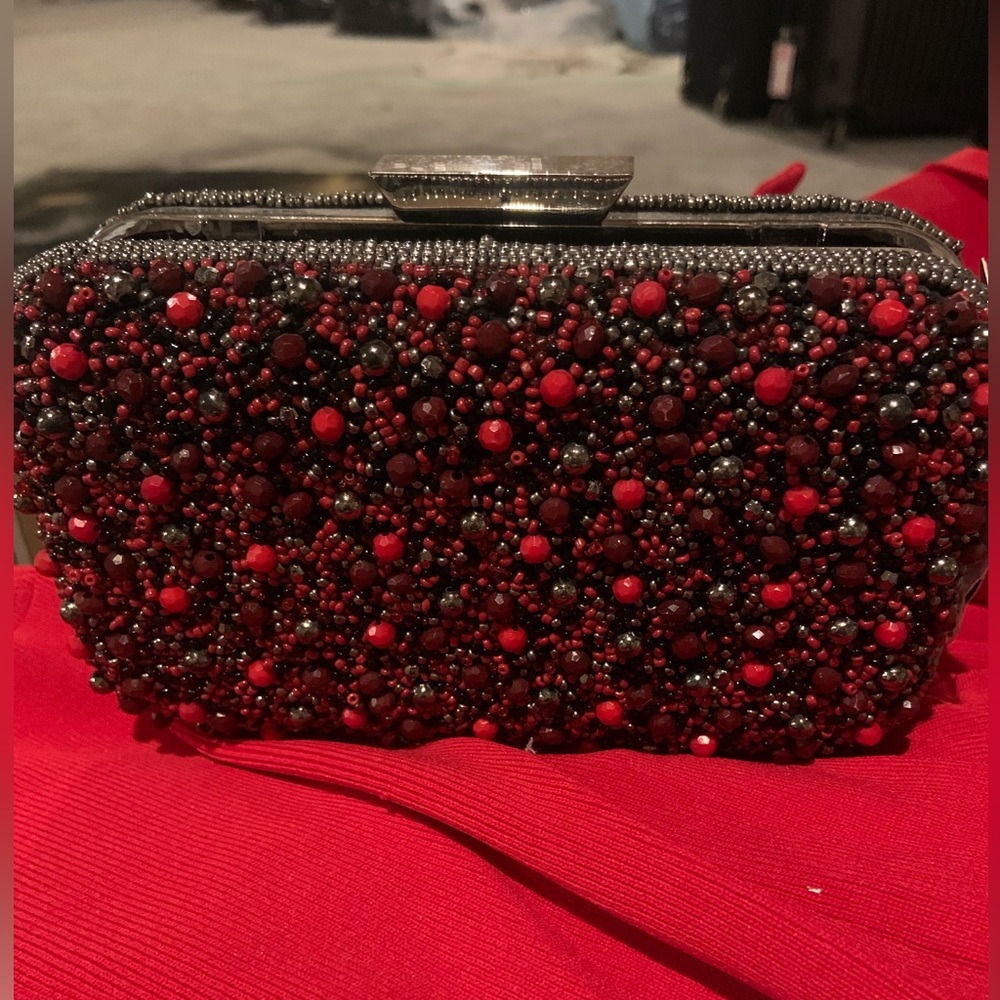 Brand new with tags Zara red clutch with silver chain /cross body /purse